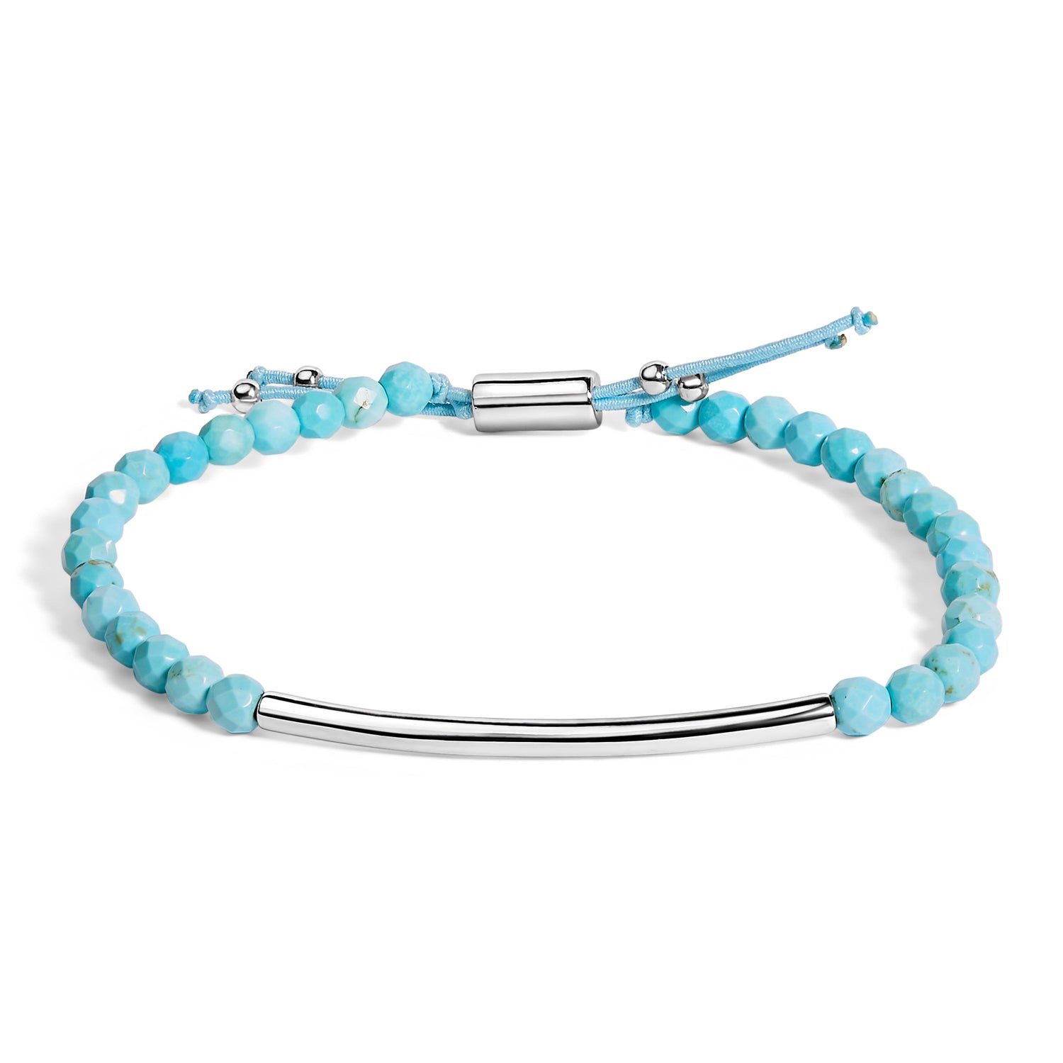 Sterling Silver Turquoise Beads Station Bracelet with Bolo Clasp by Bids.com