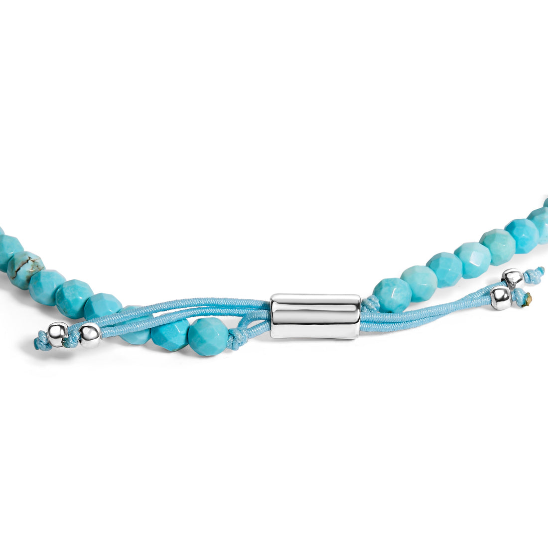 Sterling Silver Turquoise Beads Station Bracelet with Bolo Clasp by Bids.com