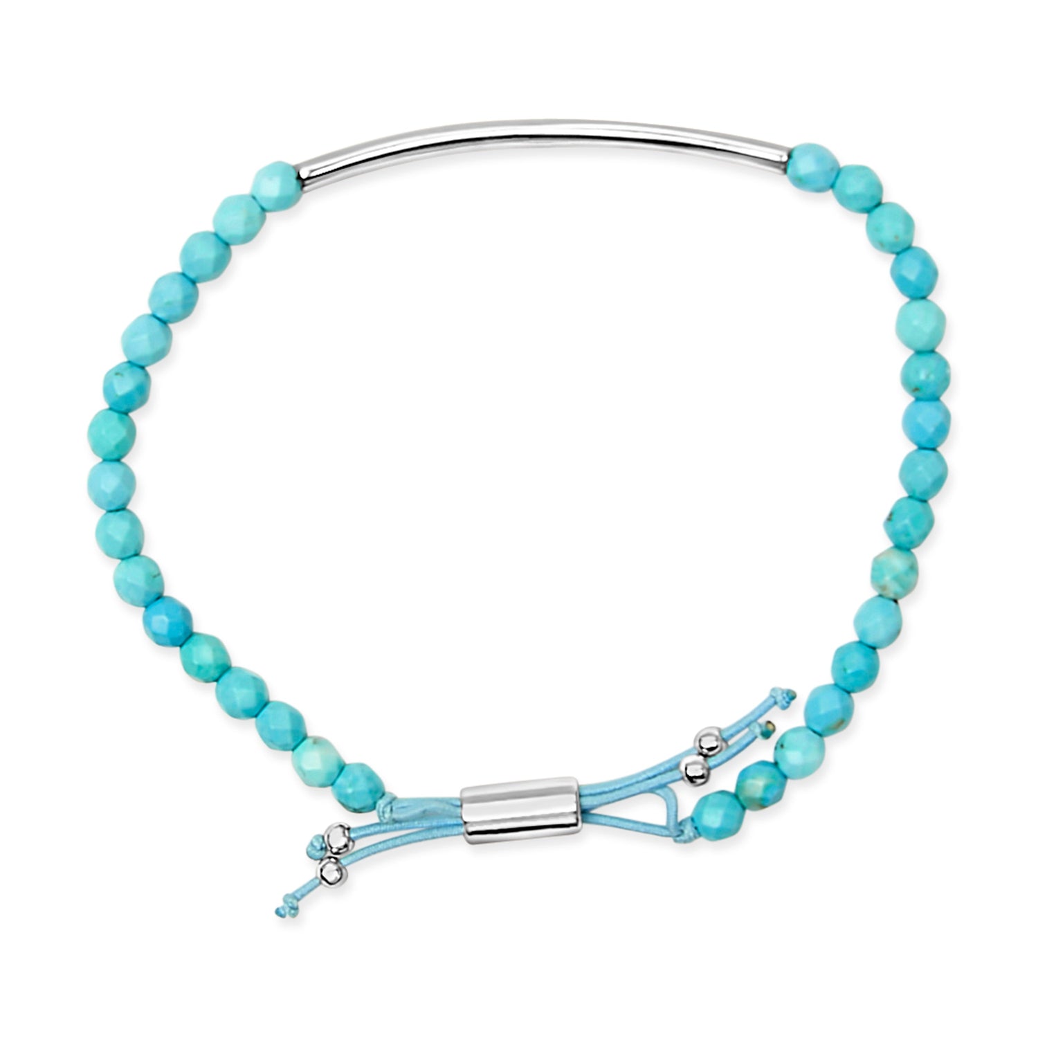 Sterling Silver Turquoise Beads Station Bracelet with Bolo Clasp by Bids.com