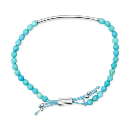 Sterling Silver Turquoise Beads Station Bracelet with Bolo Clasp by Bids.com