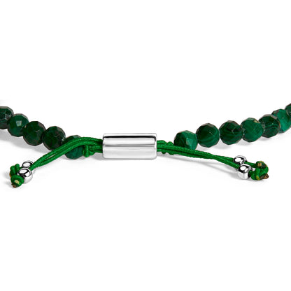 Sterling Silver Malachite Bead Station Bracelet with Bolo Clasp by Bids.com