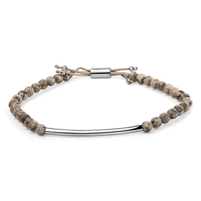 Sterling Silver Jasper Bead Station Bracelet Bolo Clasp by Bids.com