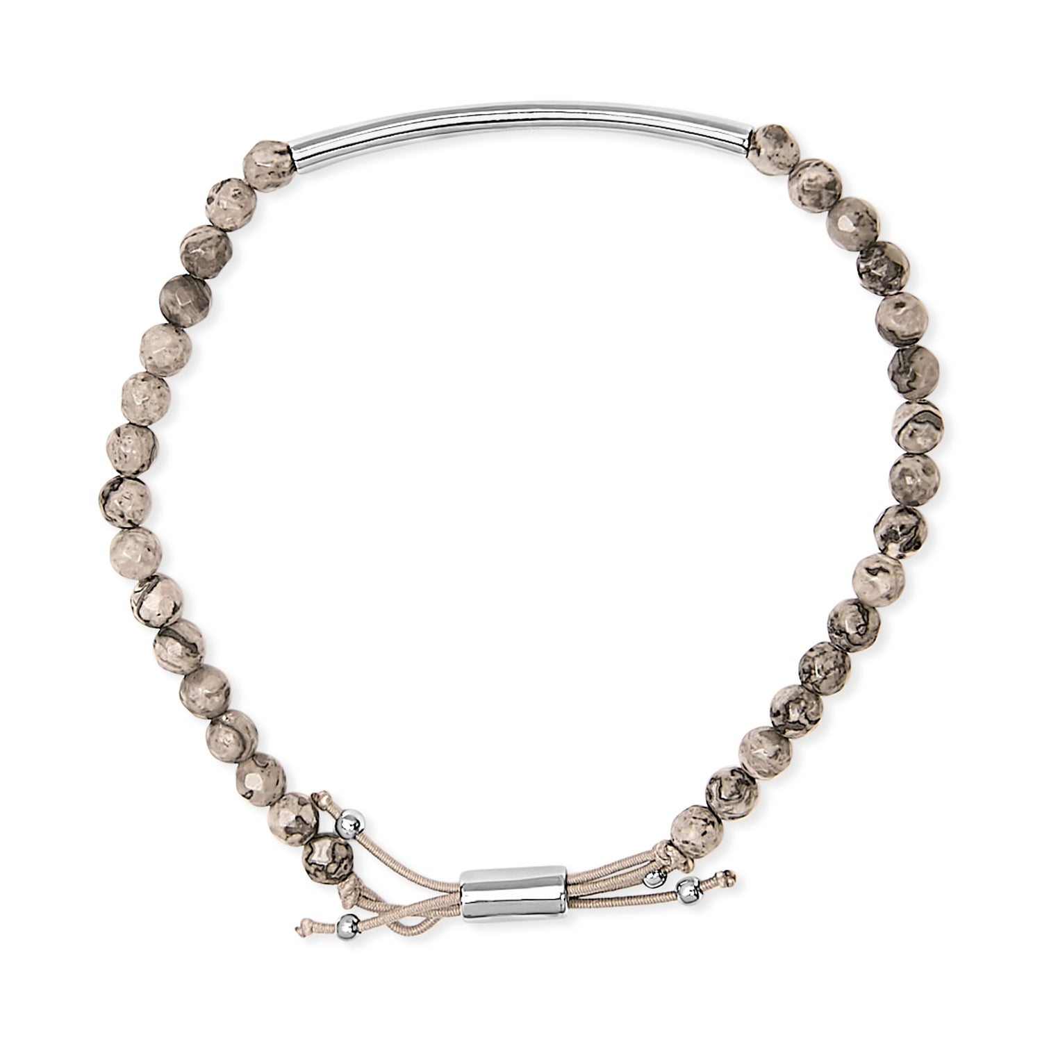 Sterling Silver Jasper Bead Station Bracelet Bolo Clasp by Bids.com
