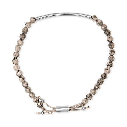 Sterling Silver Jasper Bead Station Bracelet Bolo Clasp by Bids.com