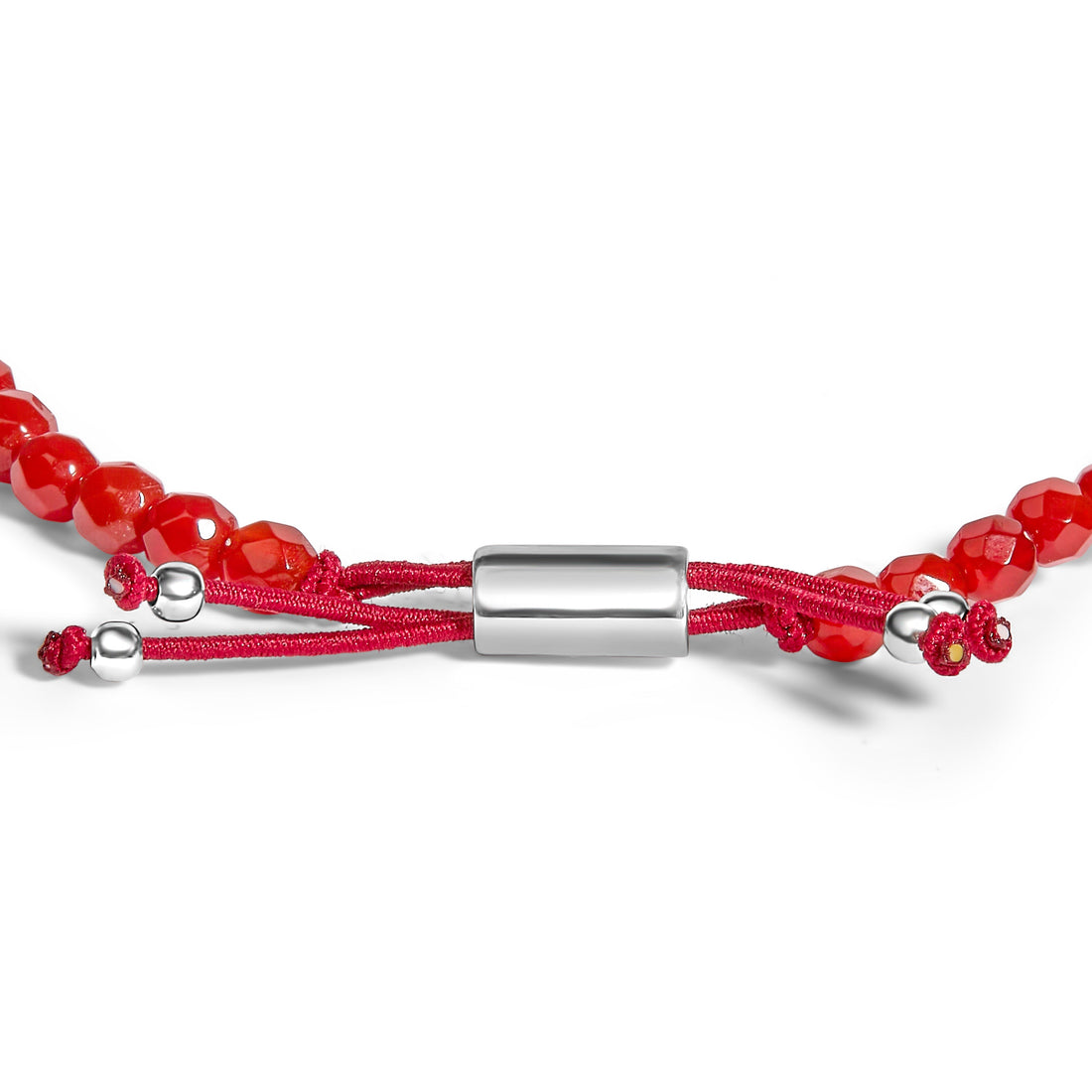 Sterling Silver Red Jasper Bead Station Bracelet with Bolo Clasp by Bids.com