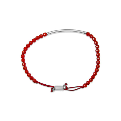 Sterling Silver Red Jasper Bead Station Bracelet with Bolo Clasp by Bids.com