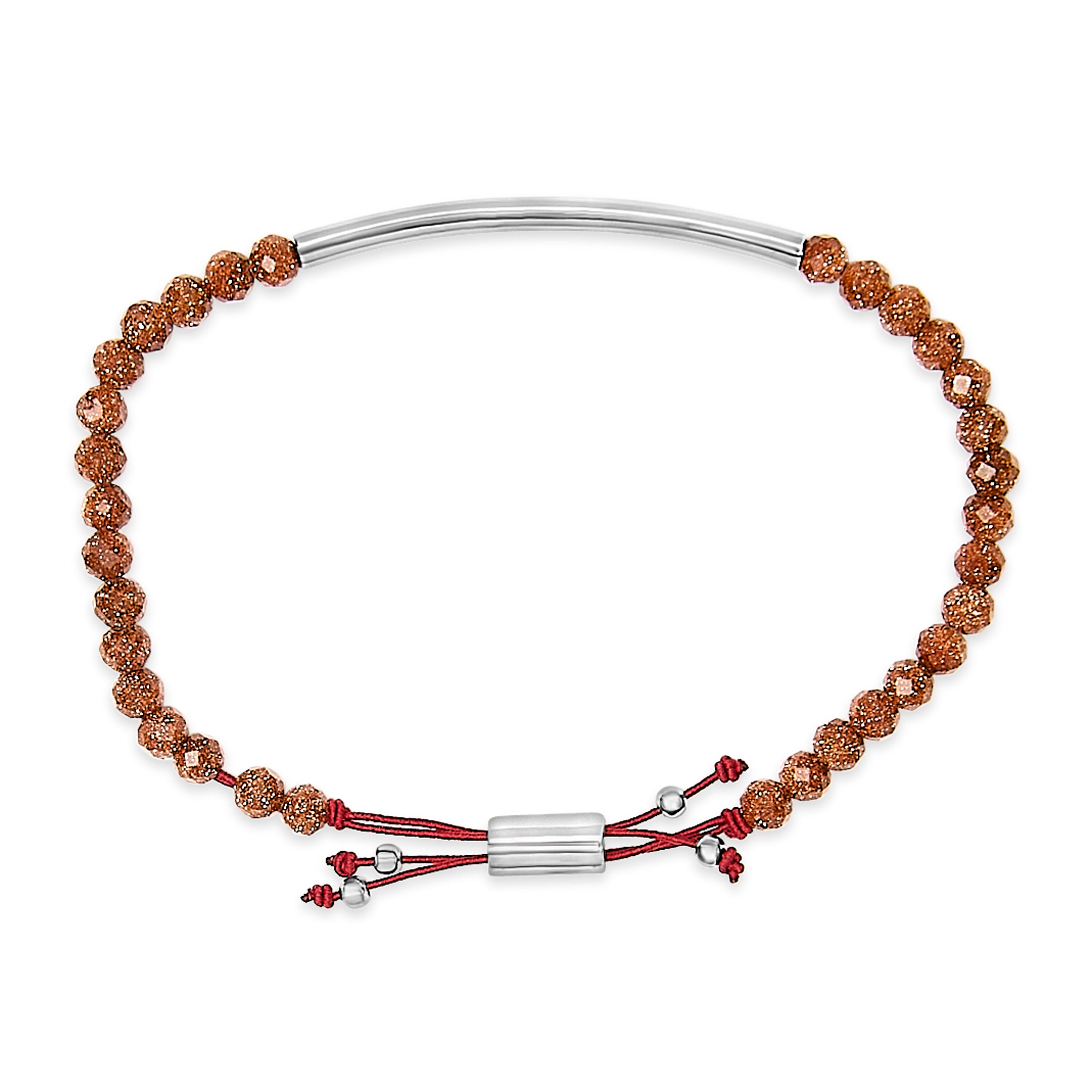 Sterling Silver Sand Bead Station Bracelet Bolo by Bids.com