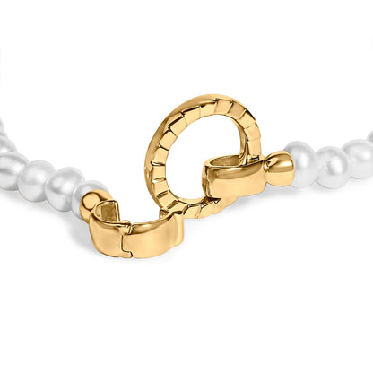 18K Yellow Gold Vermeil Pearl Infinity Lock Tennis Bracelet by Bids.com
