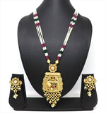 Joban Fashion White & Maroon & Green With Rajwadi Polish Necklace Set