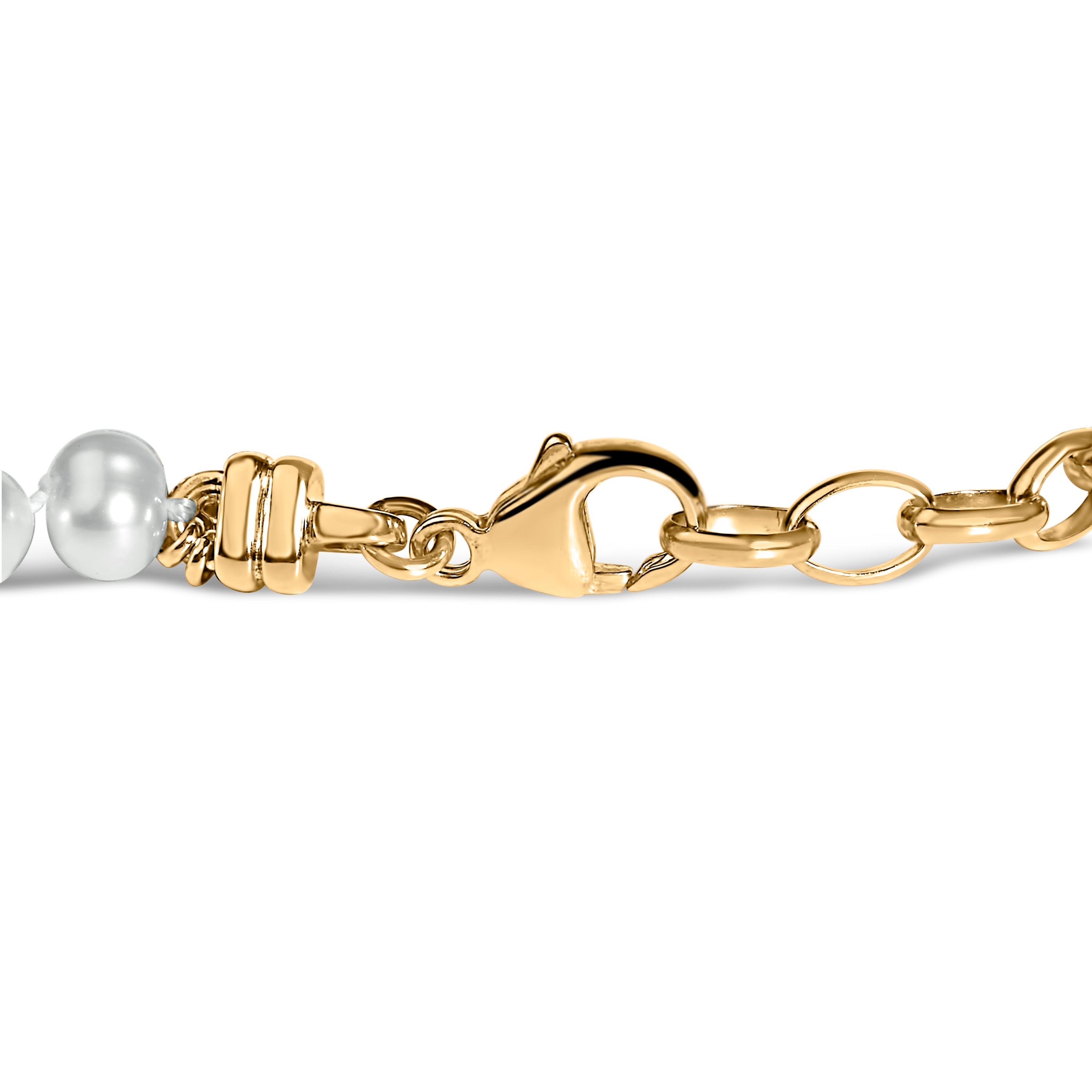 18K Yellow Gold Vermeil Cultured Pearl Station Link Bracelet by Bids.com