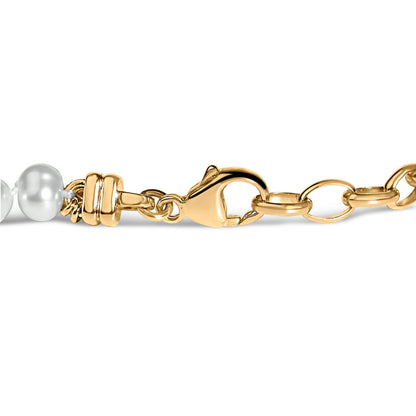 18K Yellow Gold Vermeil Cultured Pearl Station Link Bracelet by Bids.com