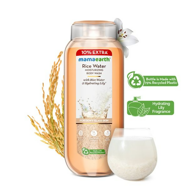 Mamaearth Rice Water Moisturizing Body Wash with Rice Water &amp; Hydrating Lily For Dewy Glass Skin