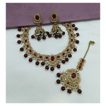 Joban Fashion Maroon Stone Work Necklace Set