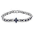 Sterling Silver Dark Blue Sapphire and Topaz Marquise Floral Art Deco Link Bracelet by Bids.com