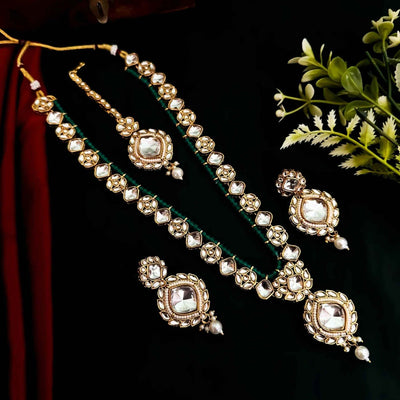 Joban Fashion Kundan Long Necklace Set - Green