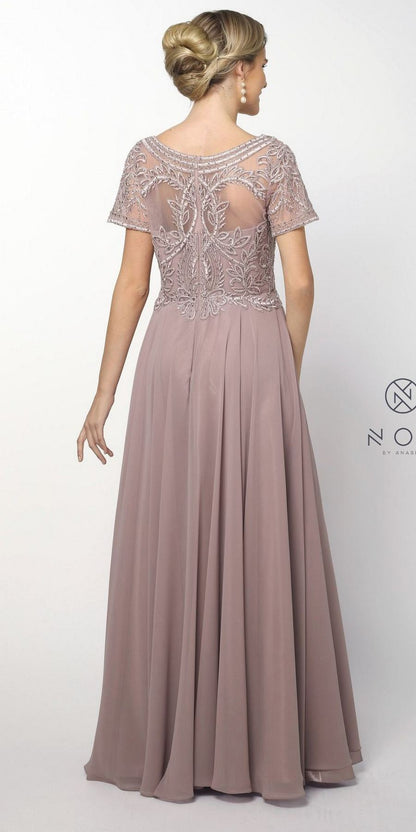 CLEARANCE - Nox Anabel Y525 - Short Sleeve Embroidered Top Formal Dress (Size 3XL) by DiscountDressShop