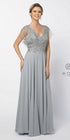 CLEARANCE - Nox Anabel Y526 Long V-Neck Silver Long Dress (Size 2XL) by DiscountDressShop