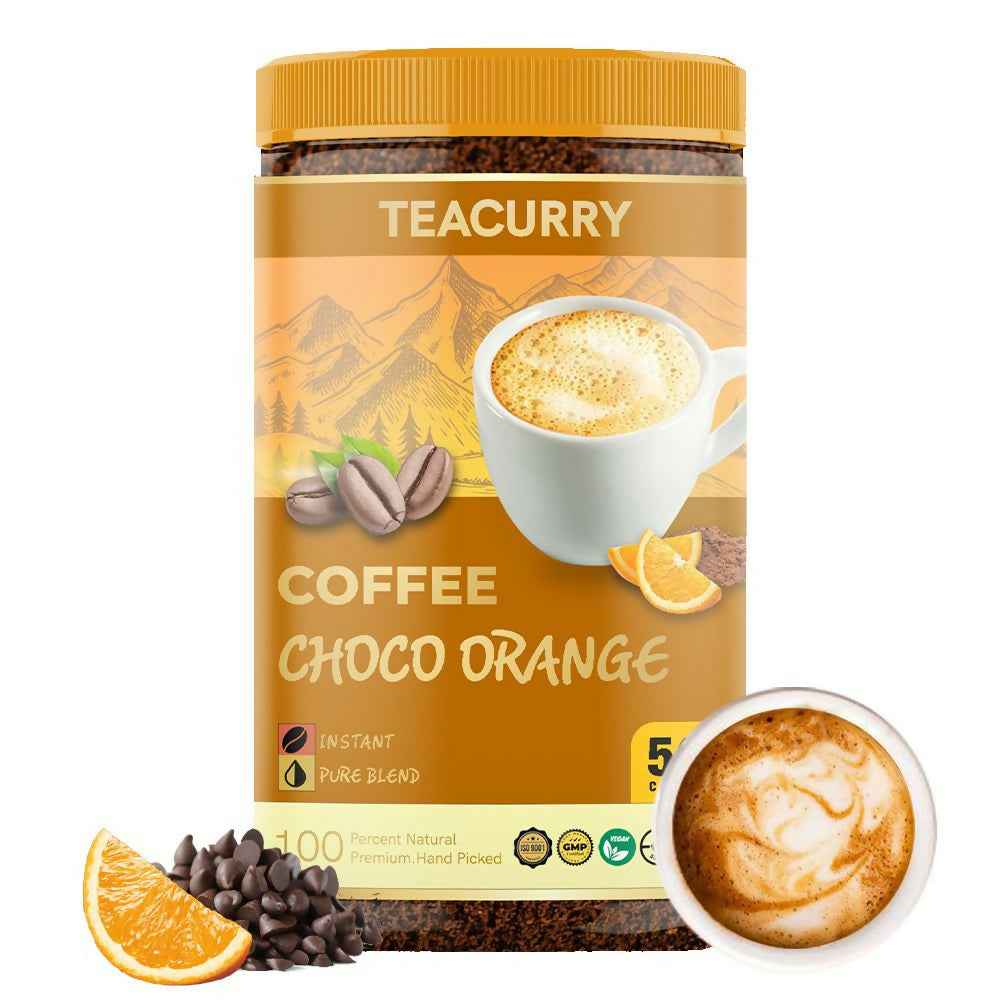 Teacurry Choco Orange Instant Coffee Powder - Arabica Freeze Dried Coffee for Instant Hot &amp; Cold Coffee