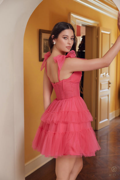 Nox Anabel Y858 Dress Short A-Line Ruffled Tiered Tulle Skirt by DiscountDressShop