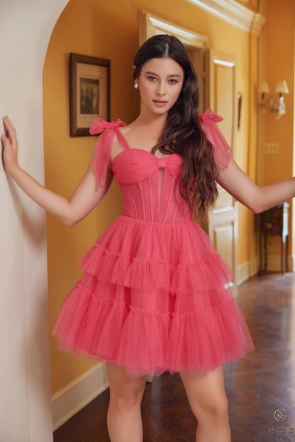 Nox Anabel Y858 Dress Short A-Line Ruffled Tiered Tulle Skirt by DiscountDressShop