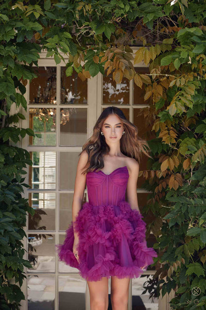 Nox Anabel Y859 Dress Strapless Sweetheart A-Line Ruffled Skirt - DestGlow