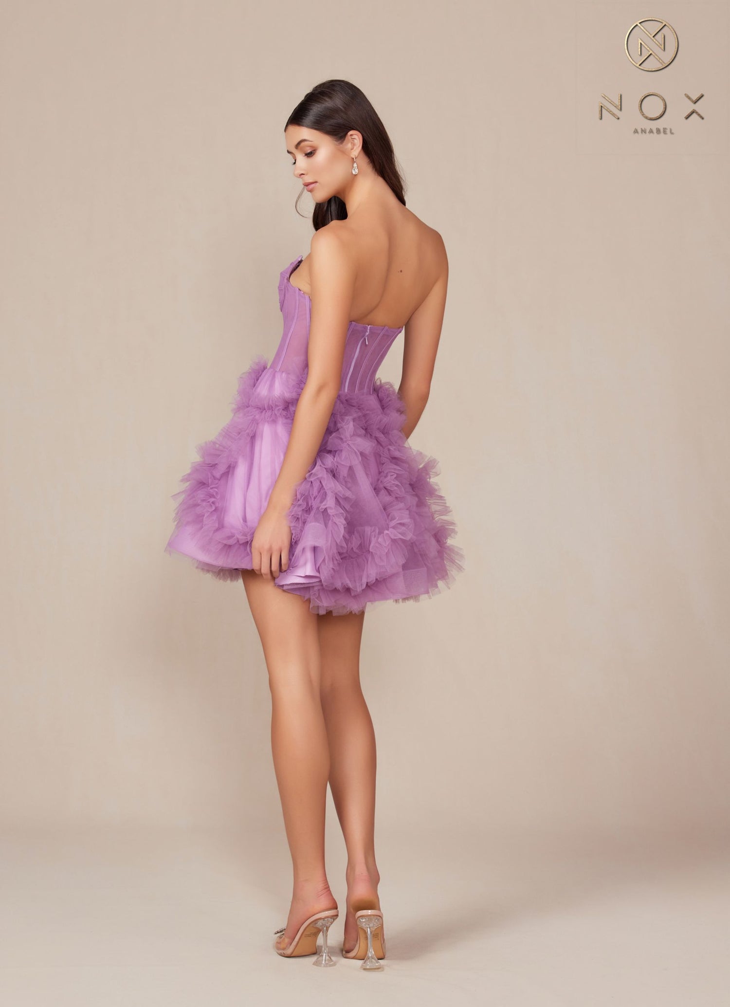 Nox Anabel Y859 Dress Strapless Sweetheart A-Line Ruffled Skirt - DestGlow