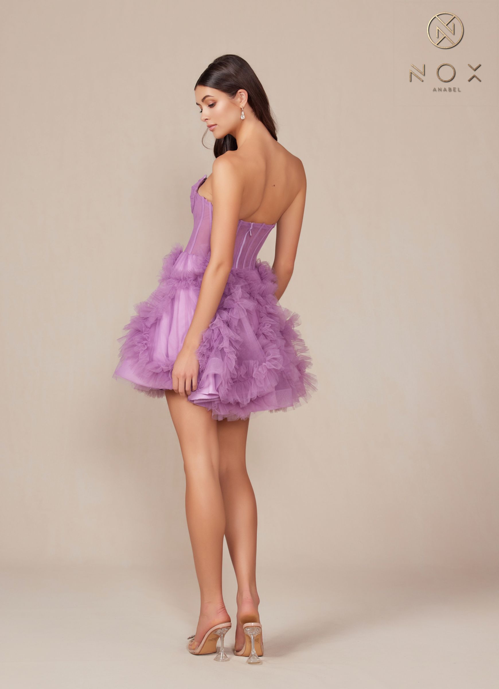 Nox Anabel Y859 Dress Strapless Sweetheart A-Line Ruffled Skirt - DestGlow