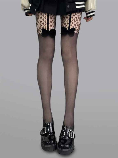 All-in-One Bow Mesh Tights - leggings