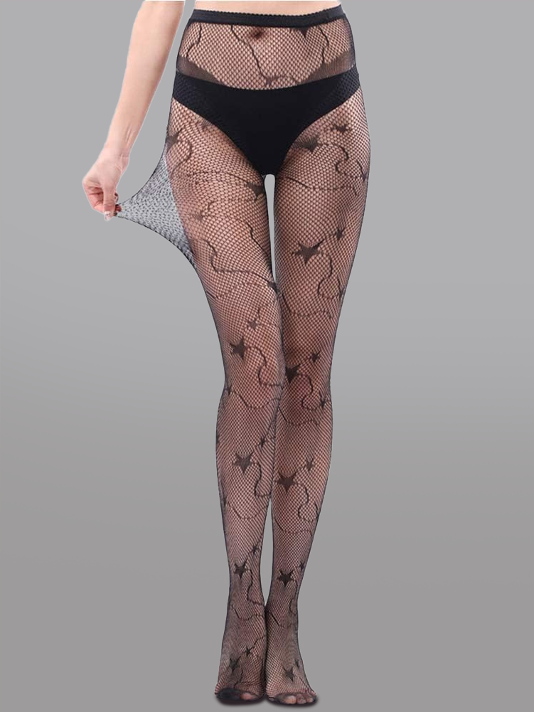 Star-Decorated Mesh Tights - DestGlow