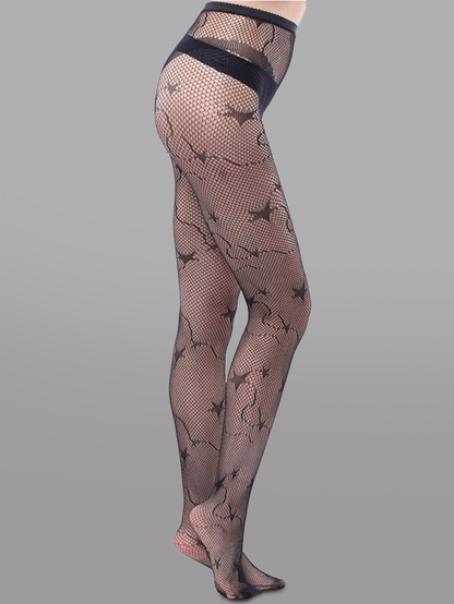Star-Decorated Mesh Tights - DestGlow