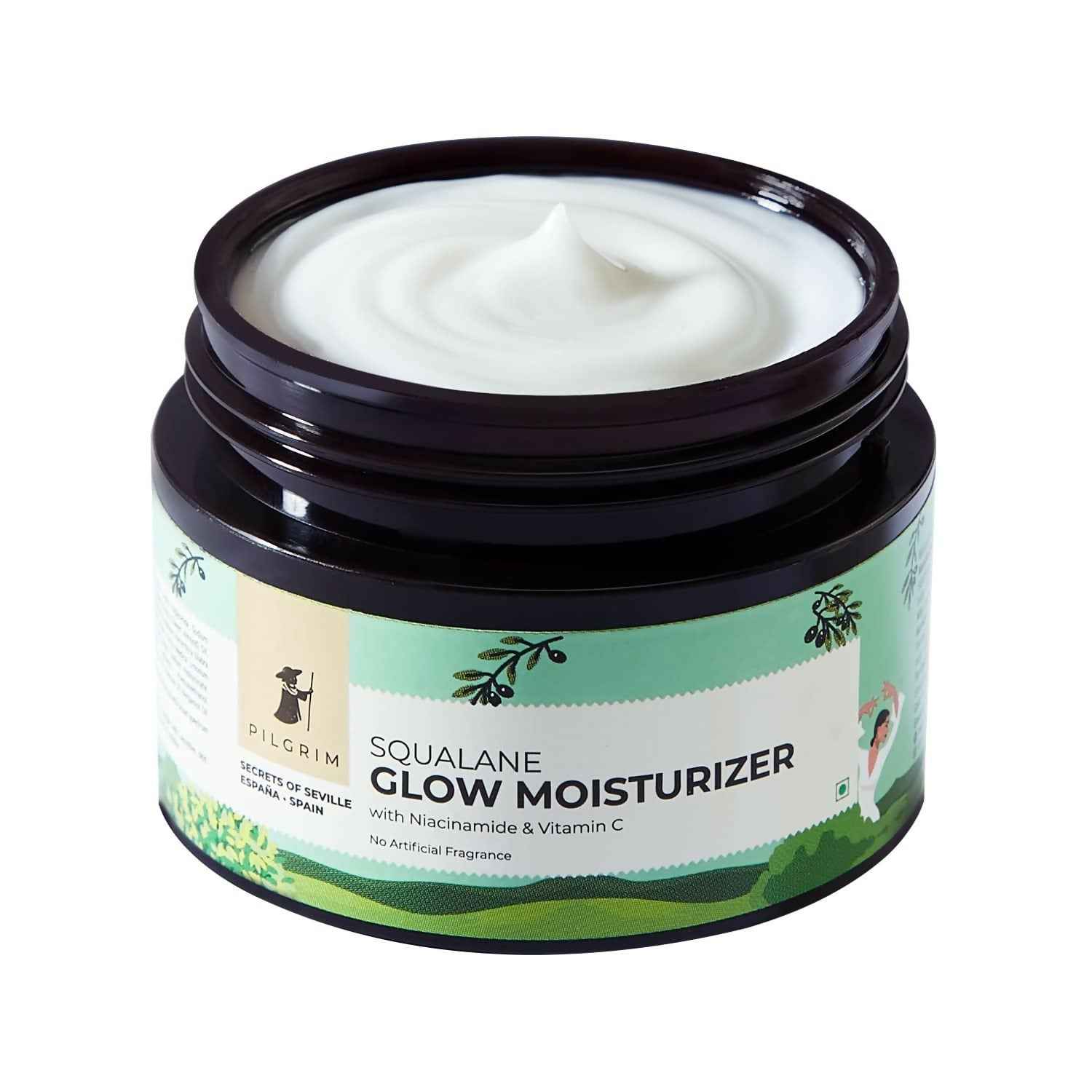 Pilgrim Glow Moisturizer Face Cream With Niacinamide &amp; Vitamin C For Glowing Skin, Dry Skin Hydration, Non-Greasy