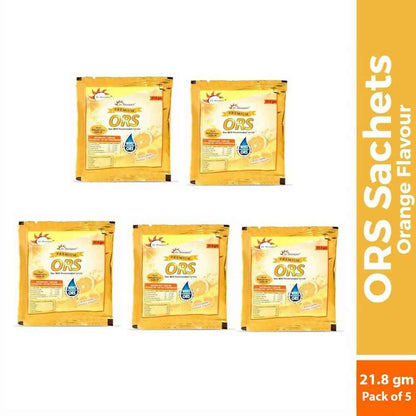 Dr. Morepen ORS Powder Sachets, Liquid Hydration Drink - Orange Flavour