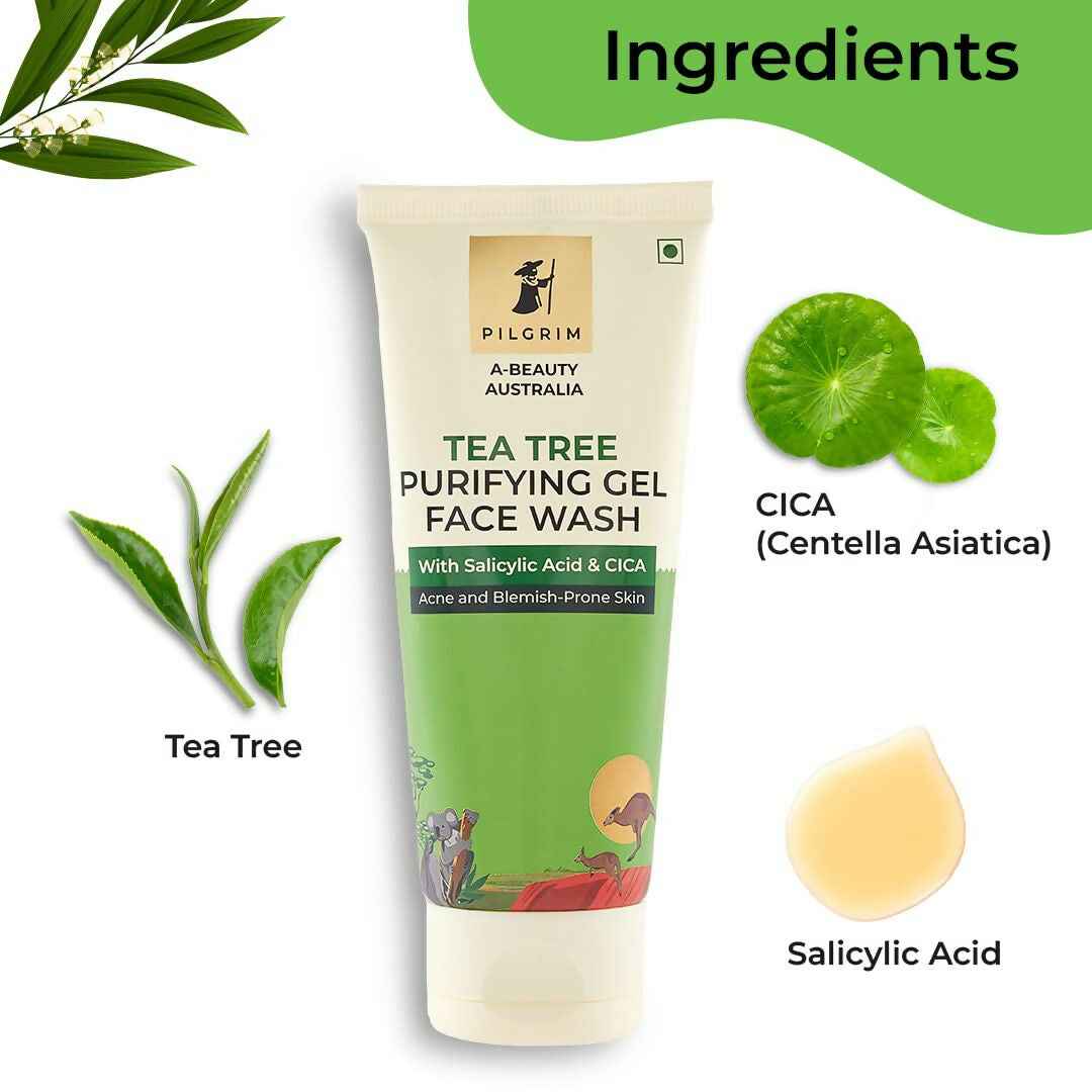 Pilgrim Australian Gel Face wash Purifying with Tea Tree, 1% Salicylic acid &amp; CICA For Oily Skin, Acne And Pimples