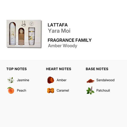 Yara Moi By Lattafa For Women EDT Spray (3pc Git Set) - DestGlow