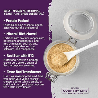 Yeast Flakes, Nutritional w/B-12, Red Star by Country Life Natural Foods