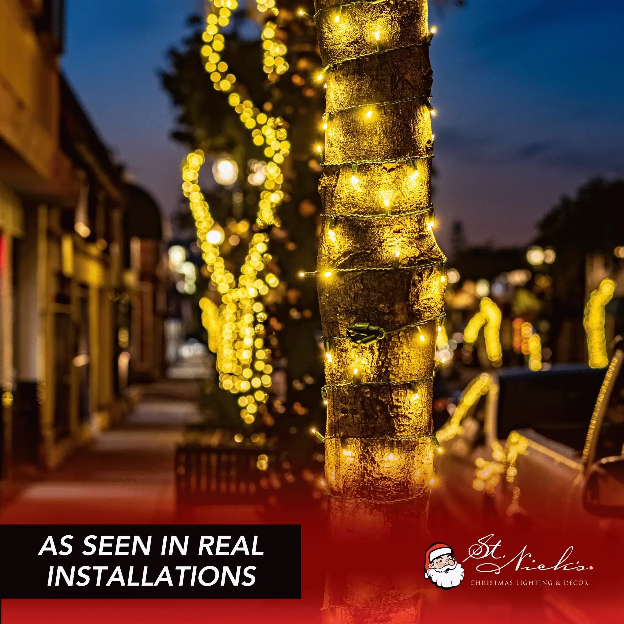 LED Mini Lights 5MM Yellow Static Green Wire - 6" Spacing