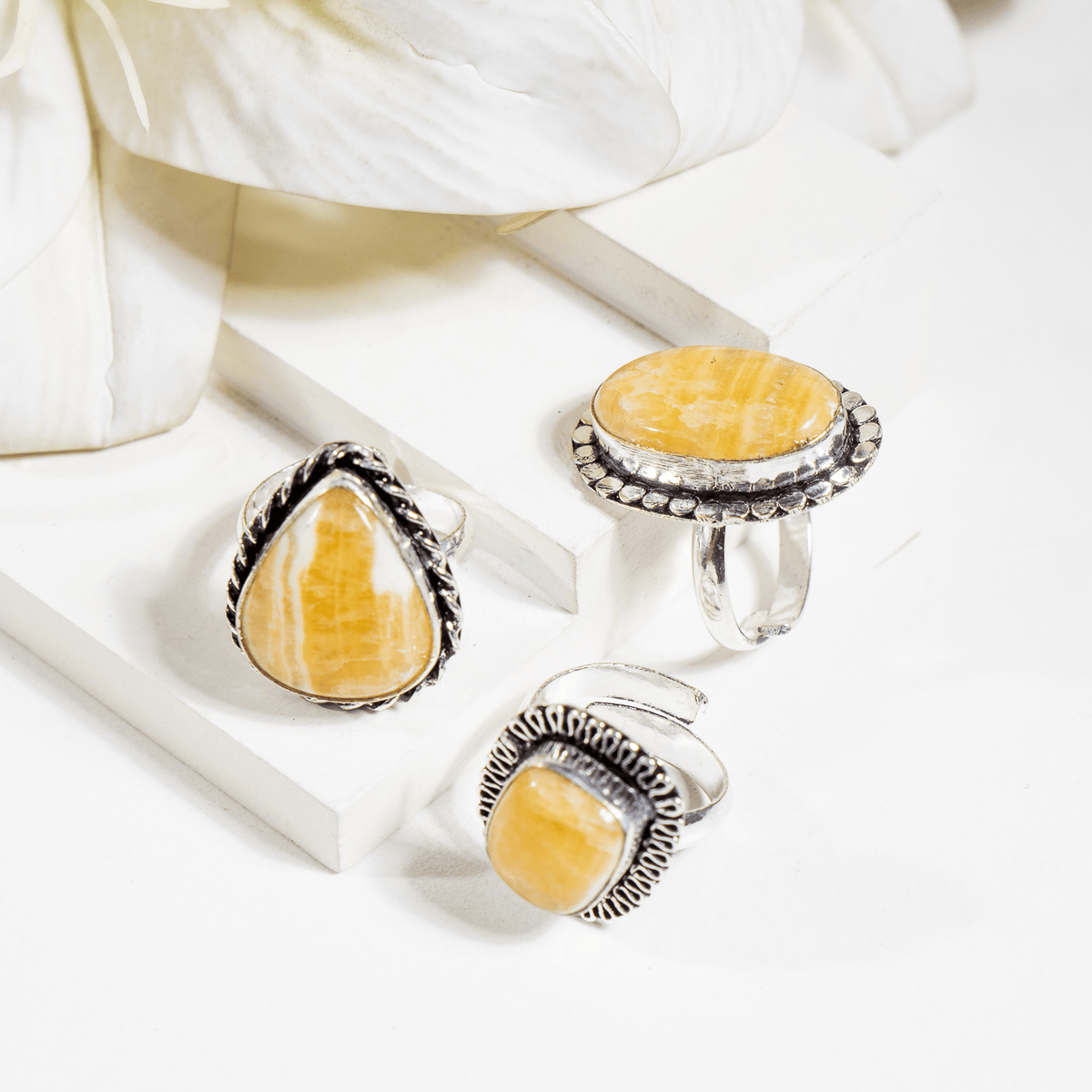 Yellow Aventurine rings – Gemstone rings Natural Crystal Healing Jewelry Collection  DestGlow