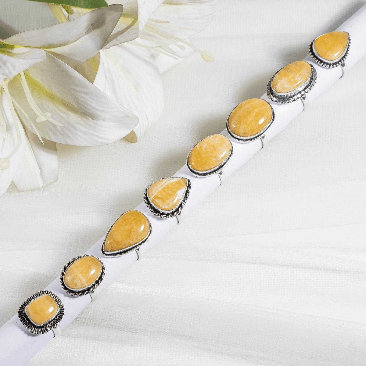 Yellow Aventurine rings – Gemstone rings Natural Crystal Healing Jewelry Collection  DestGlow