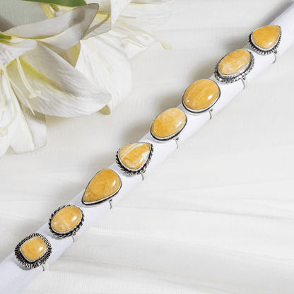 Yellow Aventurine rings – Gemstone rings Natural Crystal Healing Jewelry Collection  DestGlow