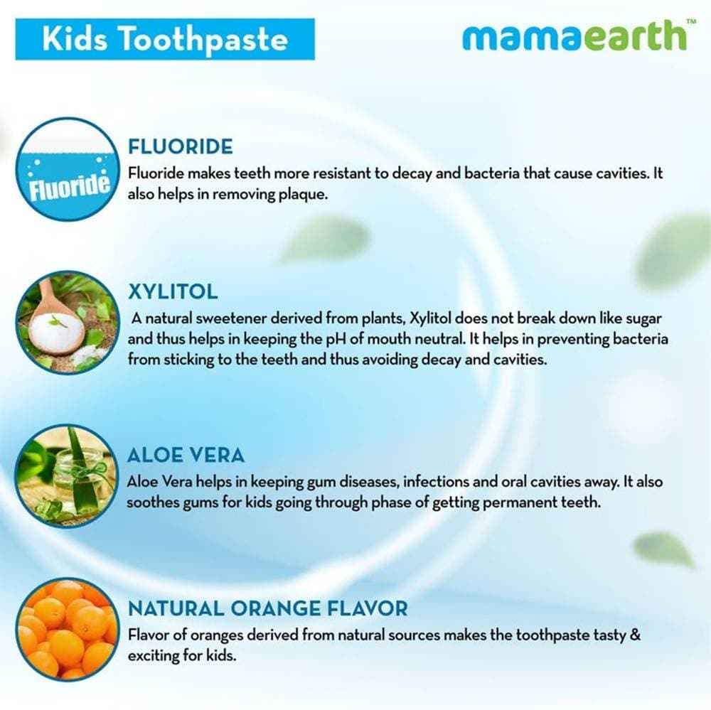 Mamaearth Awesome Orange Baby Toothpaste Cleanses Teeth, Provides Healthy Teeth &amp; Gums