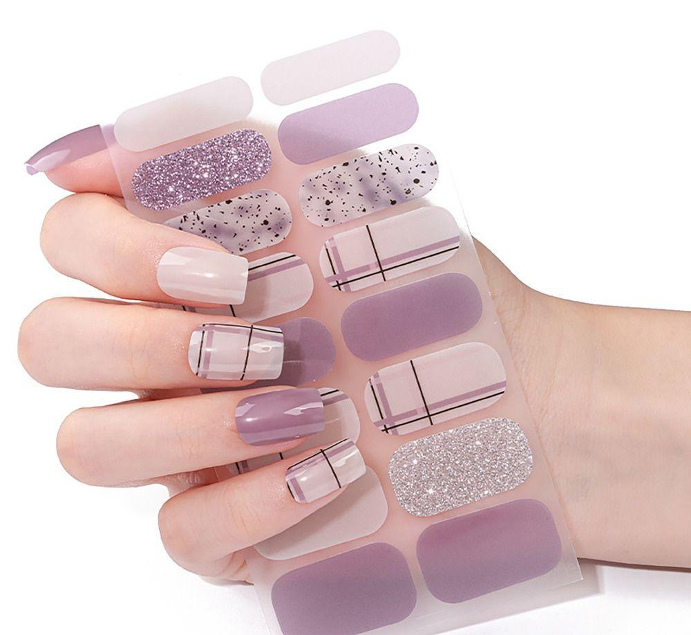 Lavender Glitter Gel Nails