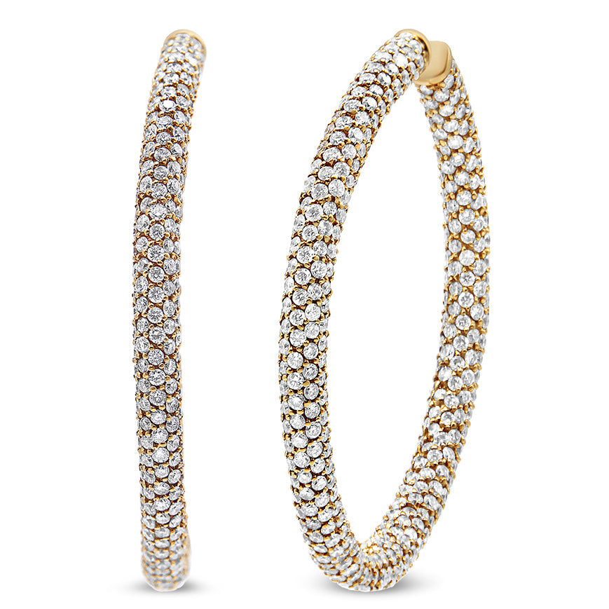 18K Rose Gold 6.90 Cttw Pave Set Diamond Inside Out Eternity Hoop Earrings (F-G Color, VS1-VS2 Clarity) by Bids.com