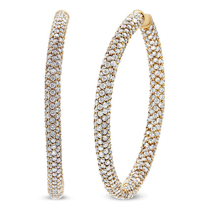 18K Rose Gold 6.90 Cttw Pave Set Diamond Inside Out Eternity Hoop Earrings (F-G Color, VS1-VS2 Clarity) by Bids.com