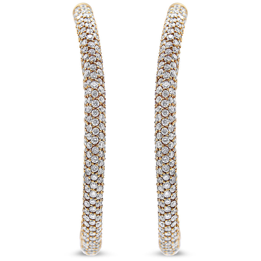 18K Rose Gold 6.90 Cttw Pave Set Diamond Inside Out Eternity Hoop Earrings (F-G Color, VS1-VS2 Clarity) by Bids.com