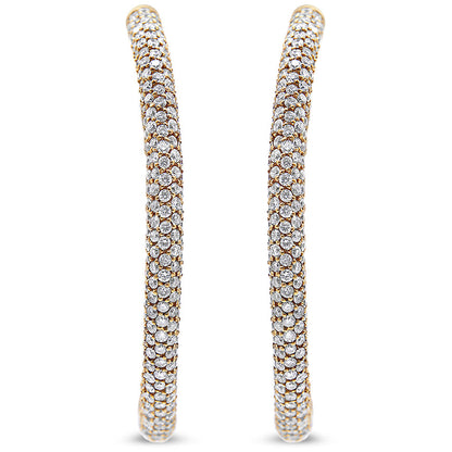 18K Rose Gold 6.90 Cttw Pave Set Diamond Inside Out Eternity Hoop Earrings (F-G Color, VS1-VS2 Clarity) by Bids.com