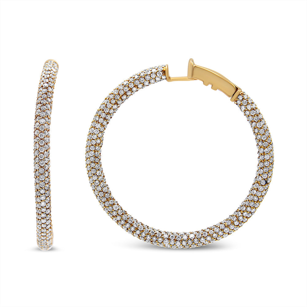 18K Rose Gold 6.90 Cttw Pave Set Diamond Inside Out Eternity Hoop Earrings (F-G Color, VS1-VS2 Clarity) by Bids.com