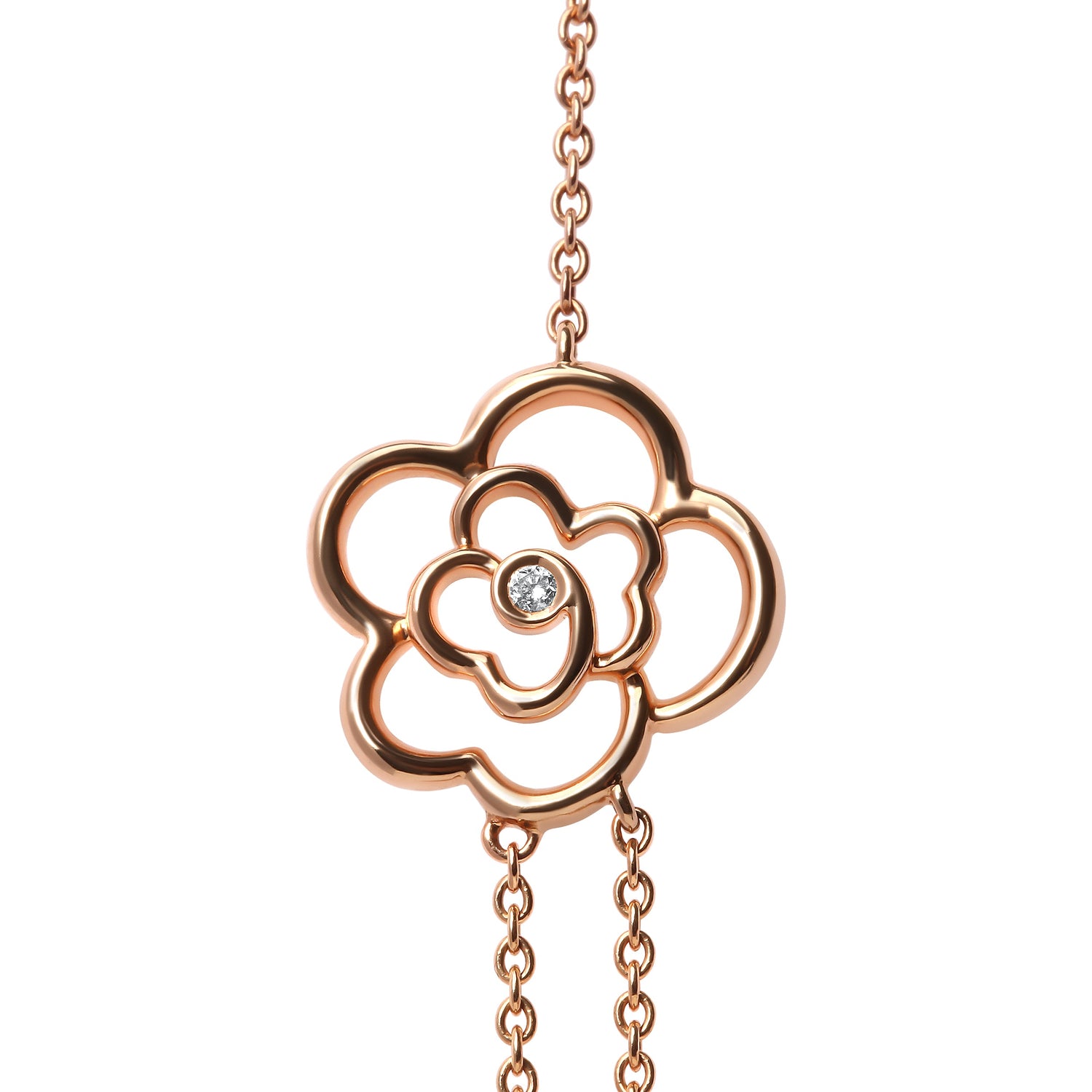 18K Rose Gold 1/2 Cttw Diamond and Freshwater Pearl Double Strand Station Necklace (G-H Color, SI1-SI2 Clarity) - Adjustable up to 16" to 20" by Bids.com