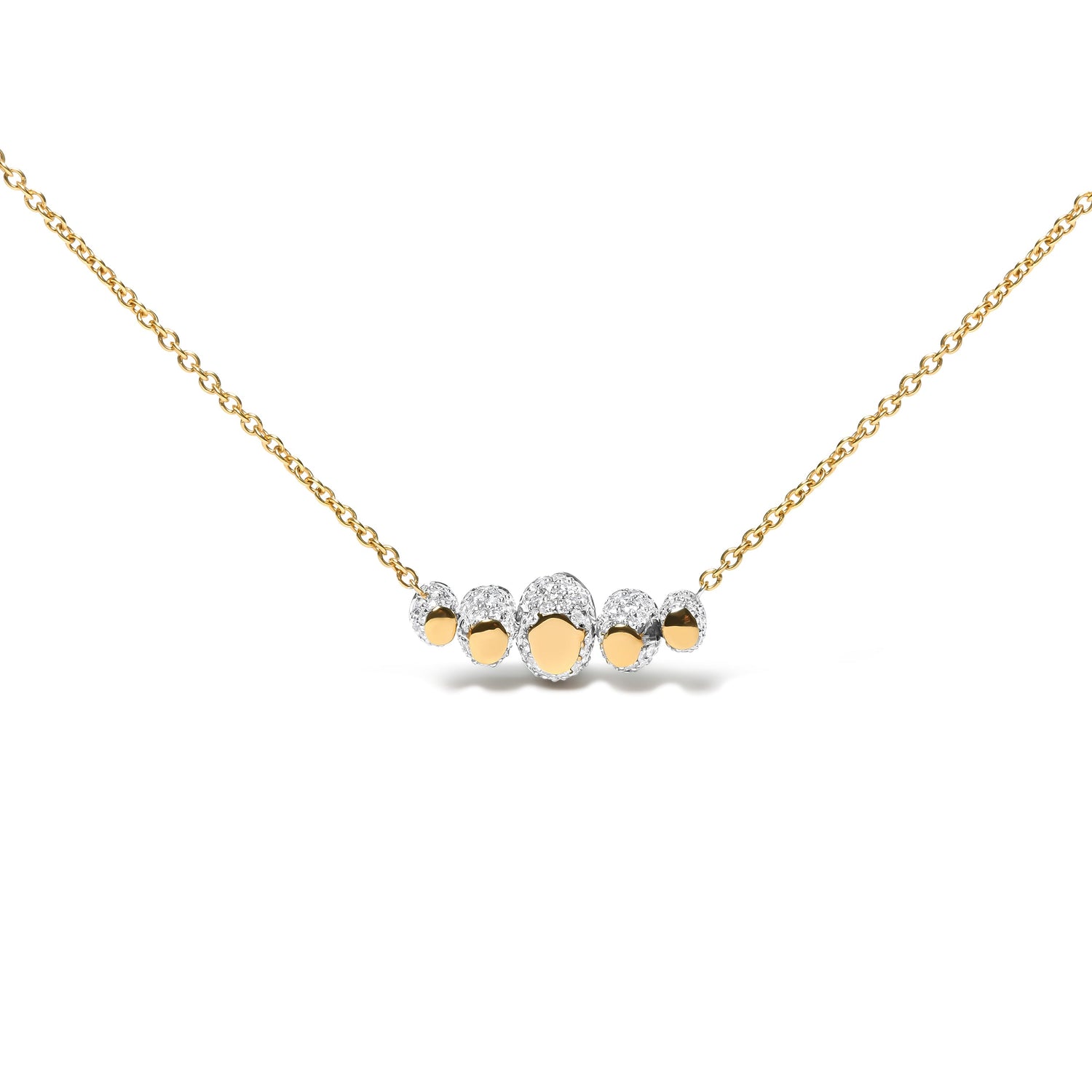 18K Rose Gold 3/4 Cttw Pave Diamonds and Graduated Green Tsavorite Gemstone Curved Bar Choker Necklace (G-H Color, SI1-SI2 Clarity) - Adjustable up to 14" - 16.5" by Bids.com