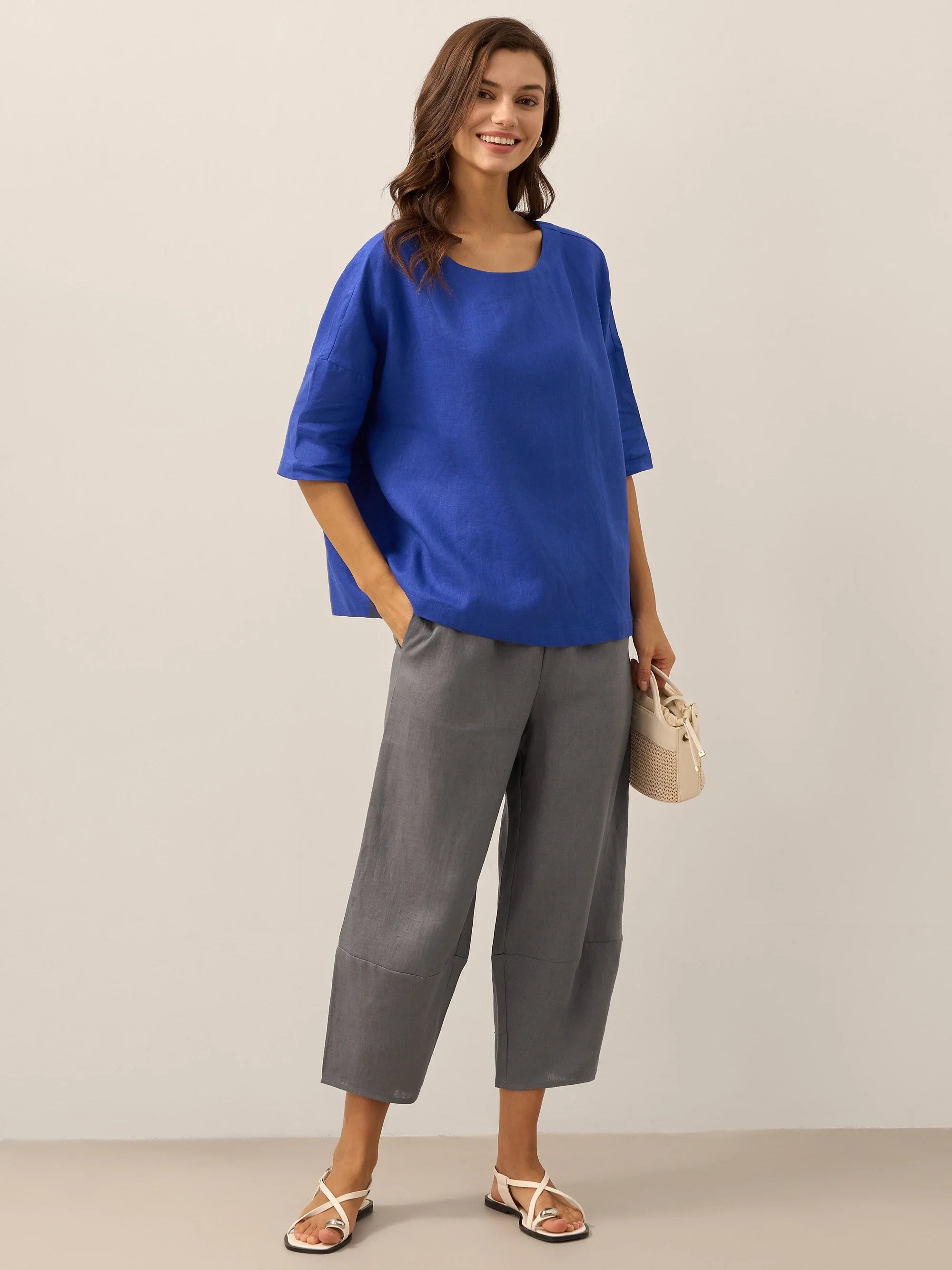 100% Linen Crop Pants RORY by LINTICO