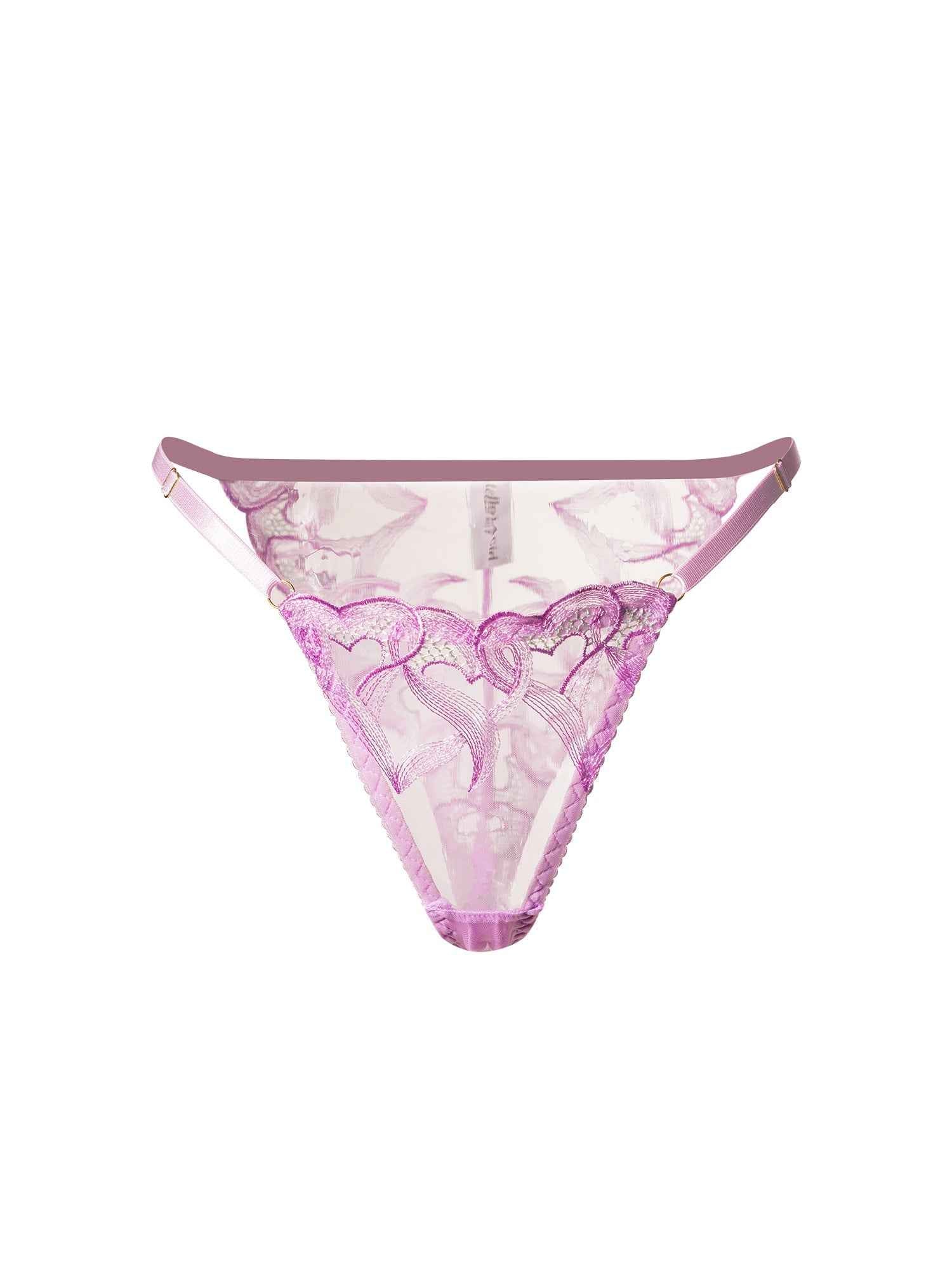 Purple Embroidered Thong - accessories